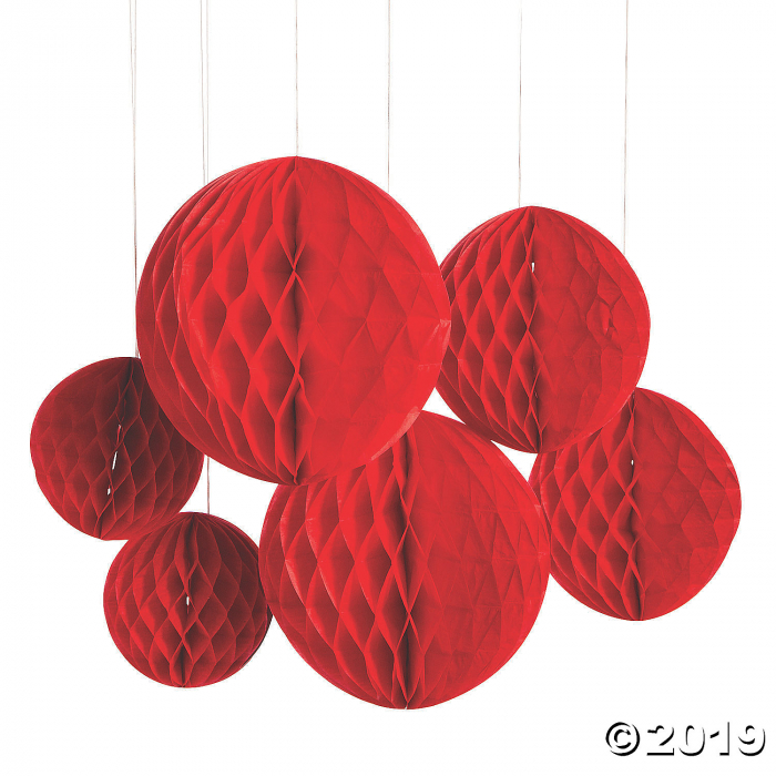 Red Hanging Honeycomb Decorations (6 Piece(s))