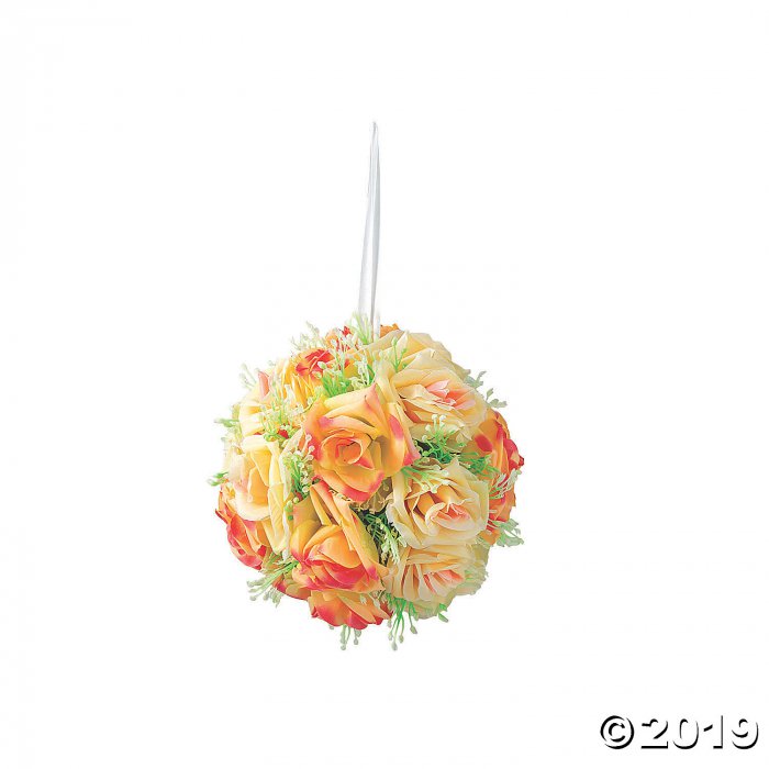 Pink Floral Kissing Ball with Greenery Accents (1 Piece(s))