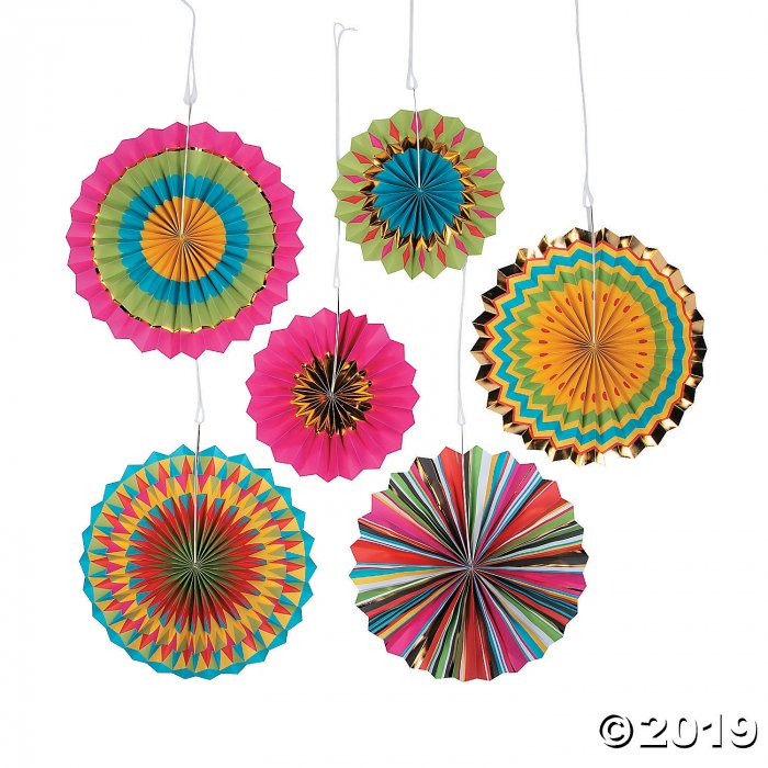Fiesta Hanging Paper Fan Decorations (1 Set(s))