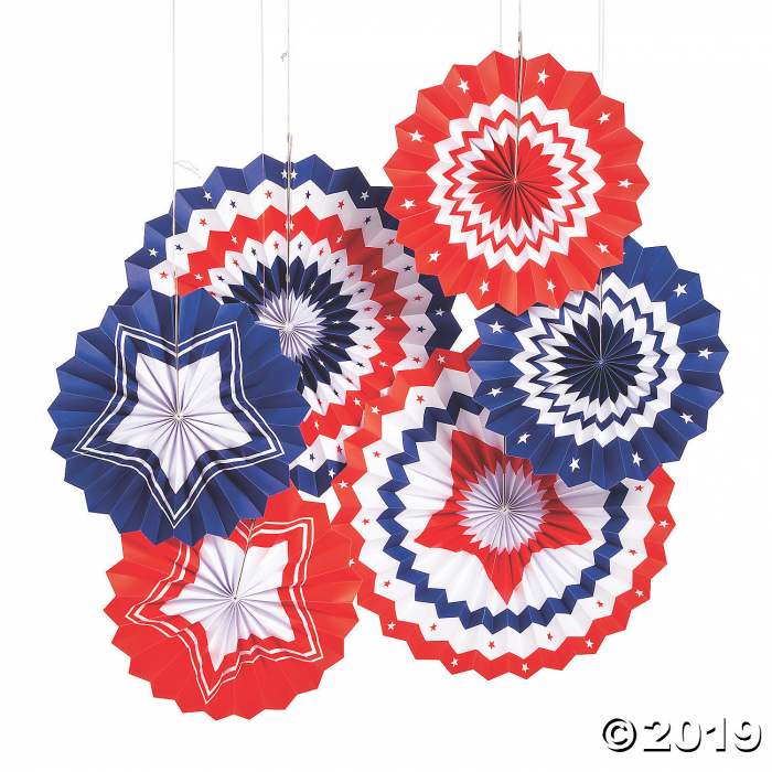 Patriotic Burst Hanging Fans (6 Piece(s)) Patriotic Burst Hanging Fans (6 Piece(s))