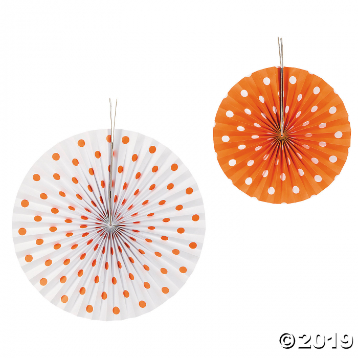 Orange Polka Dot Hanging Fans (1 Set(s))