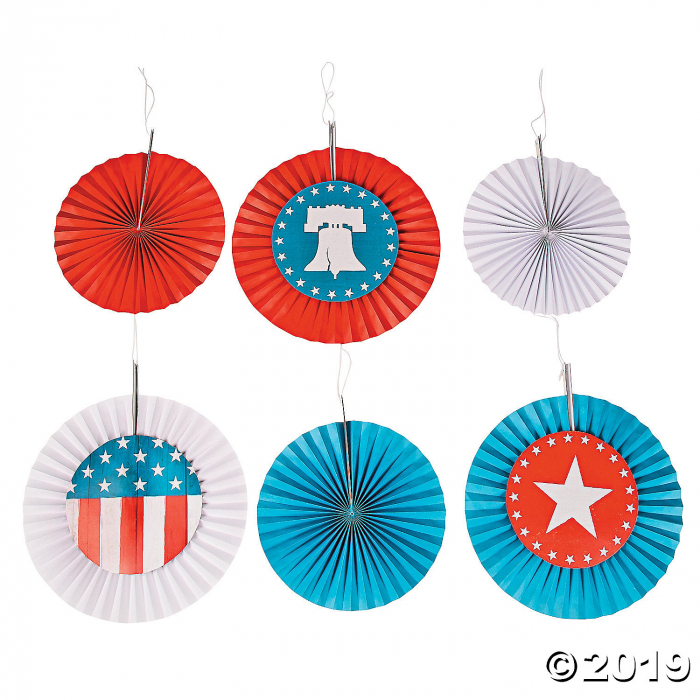 Rustic Patriotic Hanging Fans (Per Dozen)