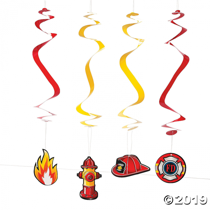 Firefighter Party Hanging Swirls (Per Dozen) Firefighter Party Hanging Swirls (Per Dozen)
