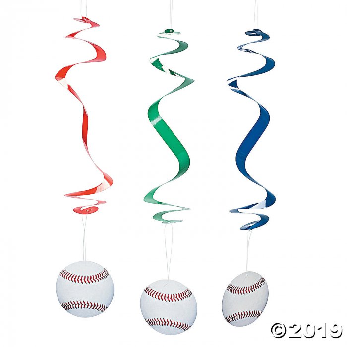 Baseball Hanging Swirl Decorations (Per Dozen)