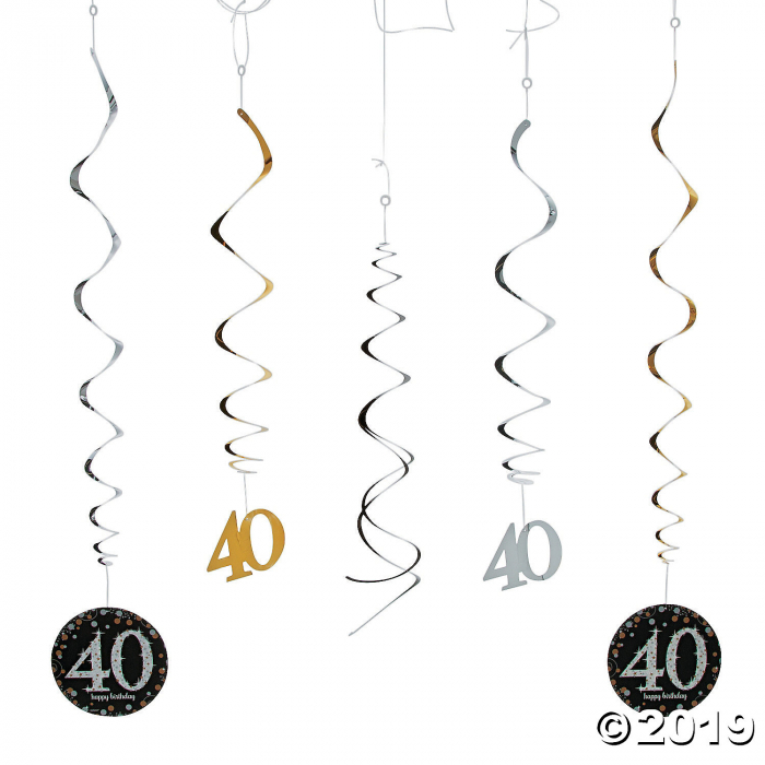 40th Birthday Sparkling Celebration Hanging Swirls (Per Dozen)