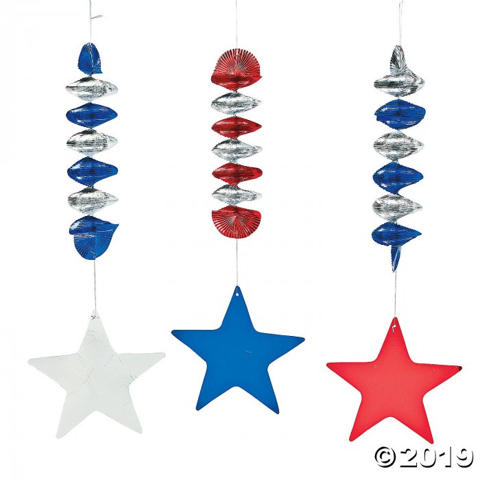 Patriotic Stars Hanging Spirals (Per Dozen)