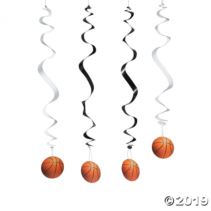 Basketball Hanging Swirl Decorations (Per Dozen)