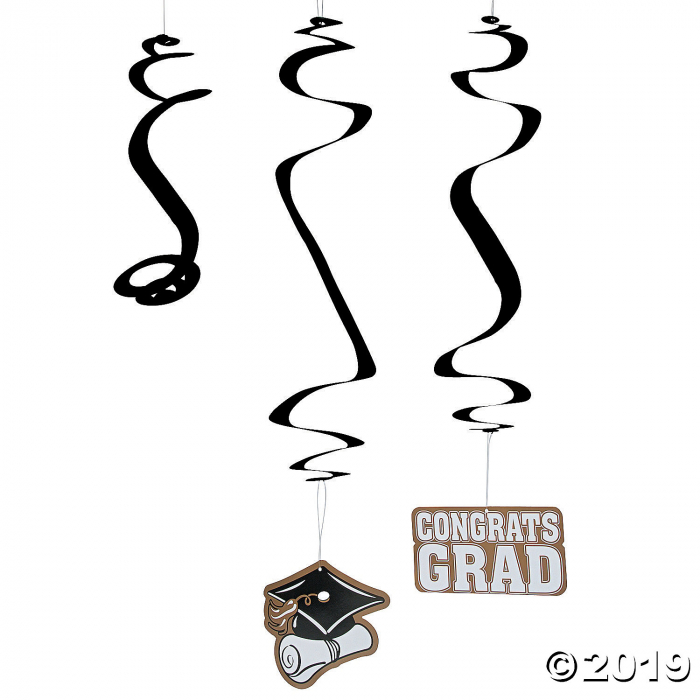 Gold Graduation Hanging Swirl Decorations (30 Piece(s))