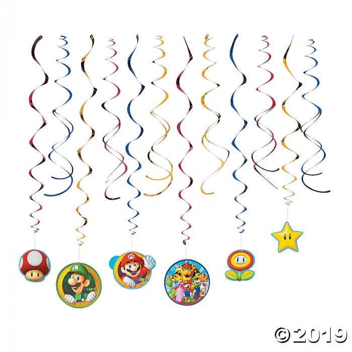 Super Mario Hanging Swirl Decorations (Per Dozen)