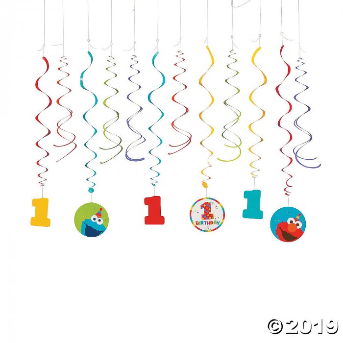 Sesame Street® Elmo Turns One Hanging Swirls (Per Dozen)