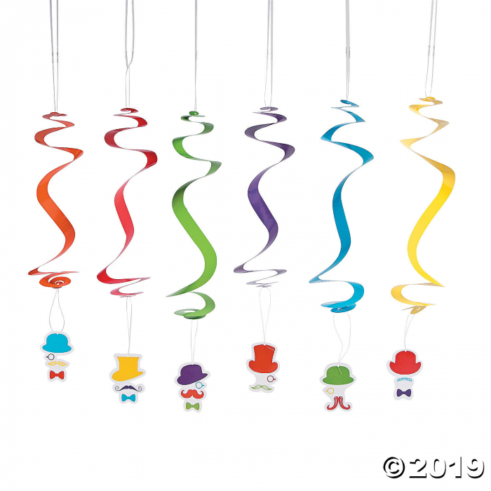 Flashy Stache Hanging Spirals (Per Dozen)