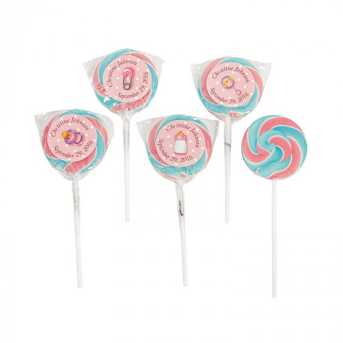 Personalized Baby Girl Swirl Lollipops (24 Piece(s))