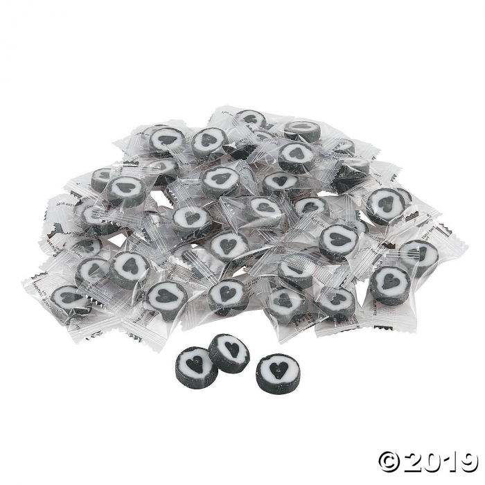 Black & White Round Hard Candy with Heart (152 Piece(s))