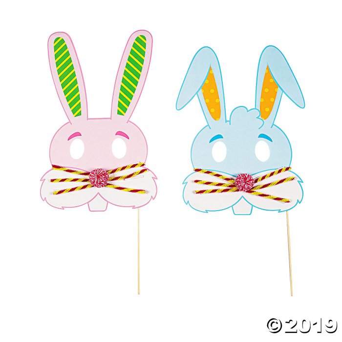 Easter Bunny Mask Photo Stick Prop Craft Kit (Per Dozen)