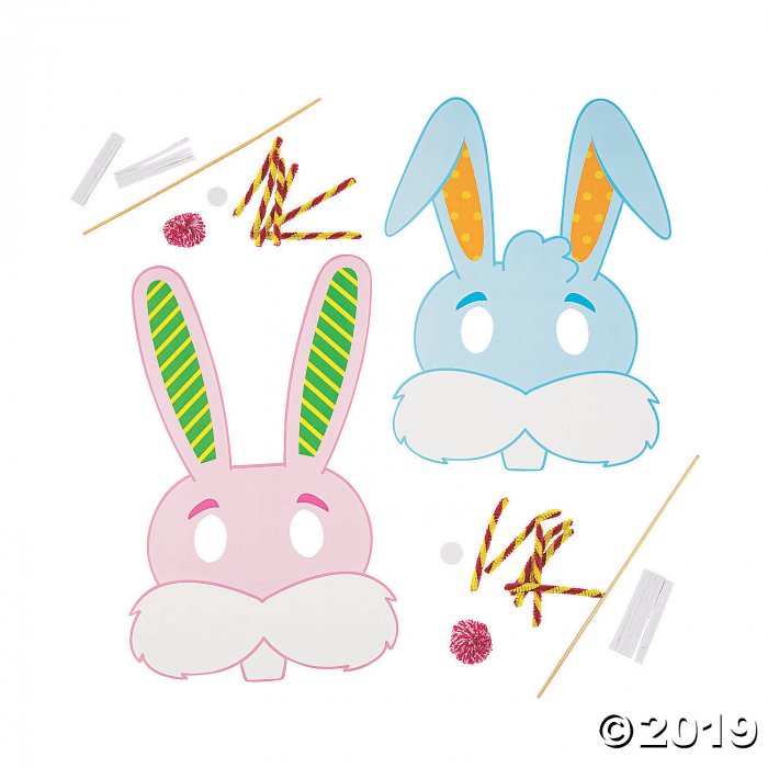 Easter Bunny Mask Photo Stick Prop Craft Kit (Per Dozen)