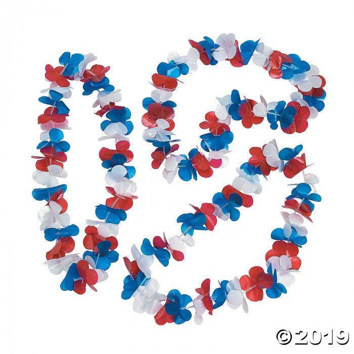 Patriotic Plastic Flower Leis - 50 Pc.
