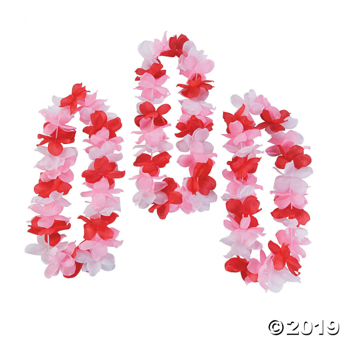 Valentine's Day Mahalo Polyester Leis - 12 Pc (Per Dozen)