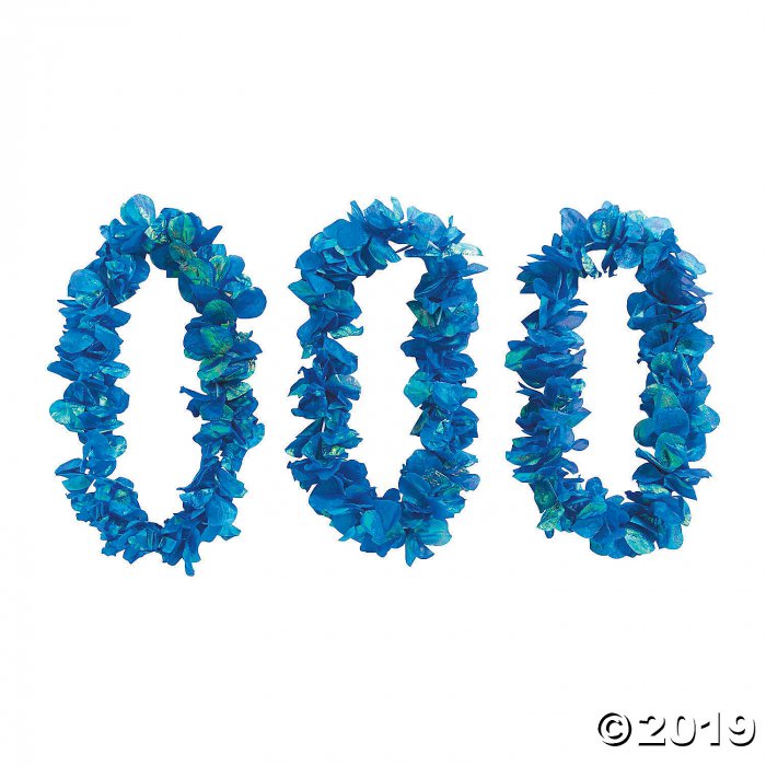 Mermaid Pearlized Blue Polyester Lei - 6 Pc.