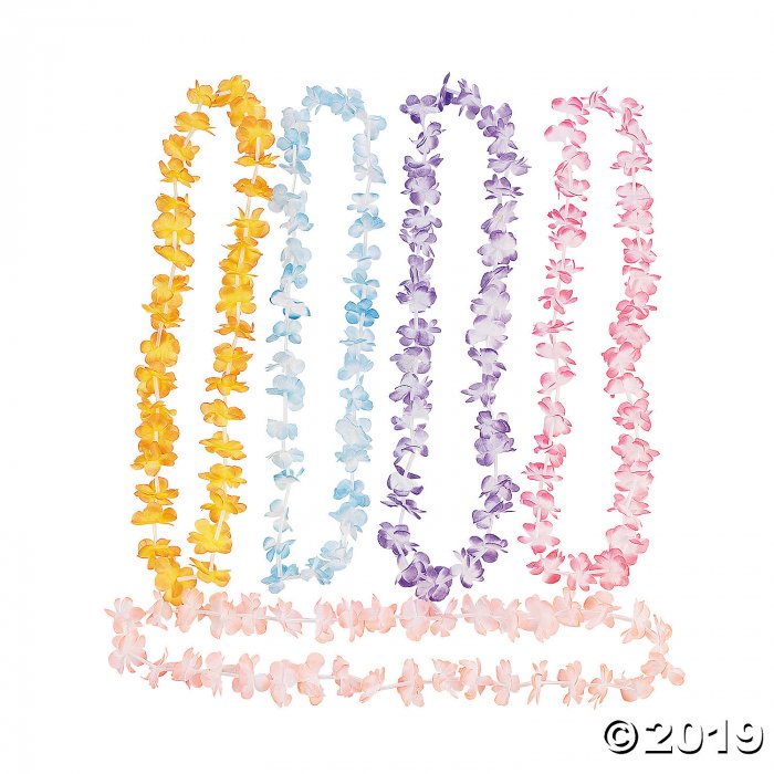 Mini Floral Petal Polyester Leis - 12 Pc. (Per Dozen)