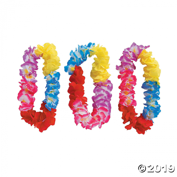 Multicolor Deluxe Flower Polyester Leis 6 Pc.
