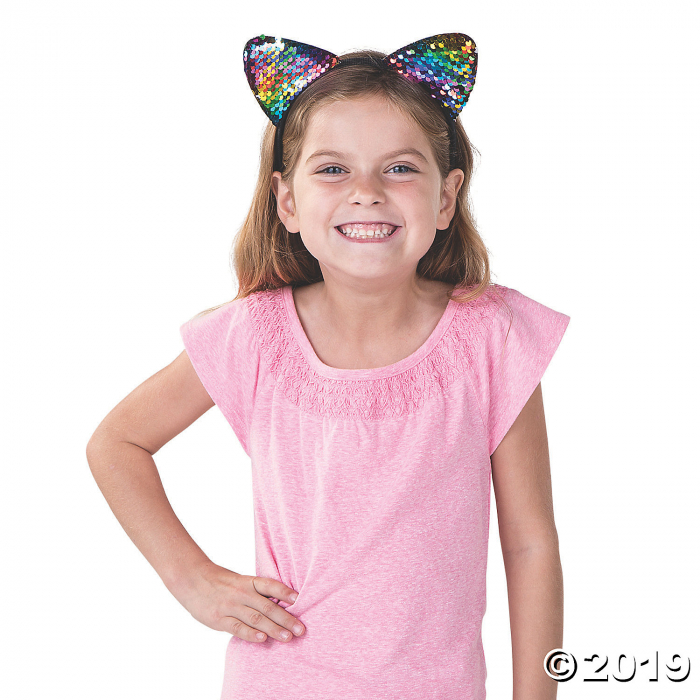 Cat Ear Reversible Sequin Headbands (Per Dozen)
