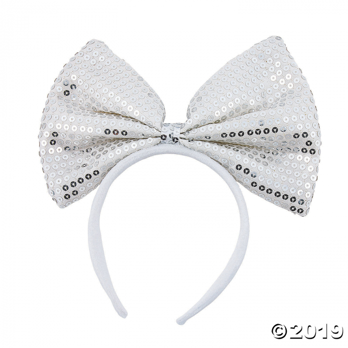 Big Bow White Sequin Headbands (6 Piece(s))