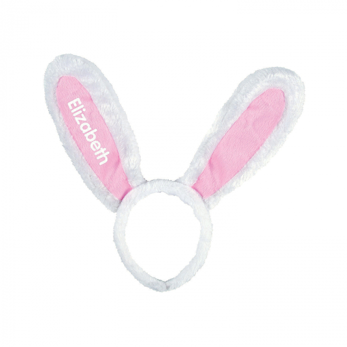 Personalized White & Pink Bunny Ears Headband (1 Piece(s))