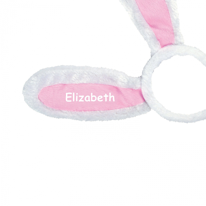 Personalized White & Pink Bunny Ears Headband (1 Piece(s))
