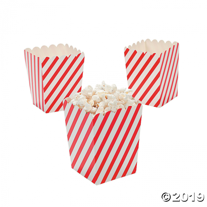 Mini Red & White Striped Popcorn Boxes (24 Piece(s)) Mini Red & White Striped Popcorn Boxes (24 Piece(s))