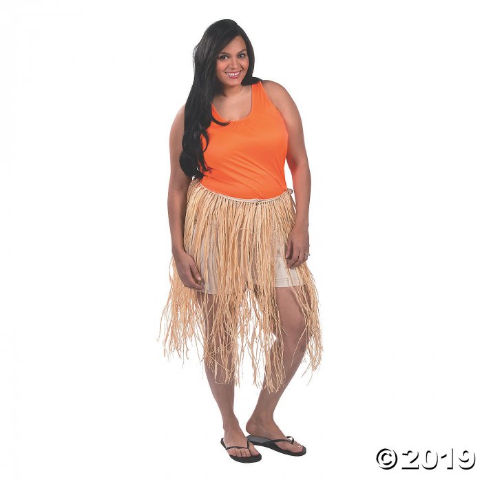Adult's Plus-Size Raffia Hula Skirt