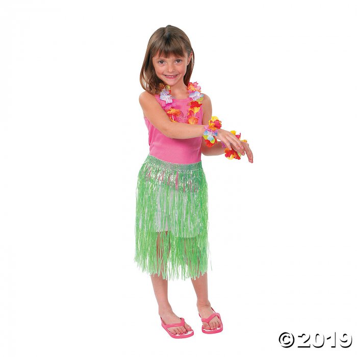 Kids' Green Hula Skirt Set (1 Set(s))
