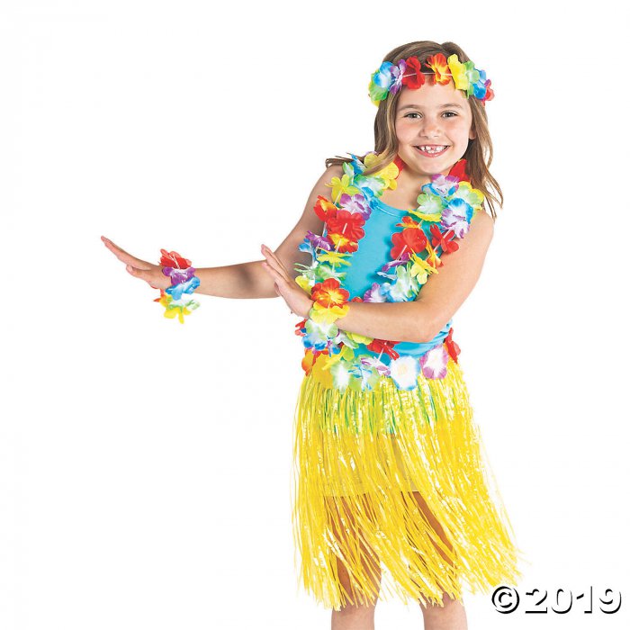 Kids' Flowered Hula Skirts - 48 Pc. | GlowUniverse.com
