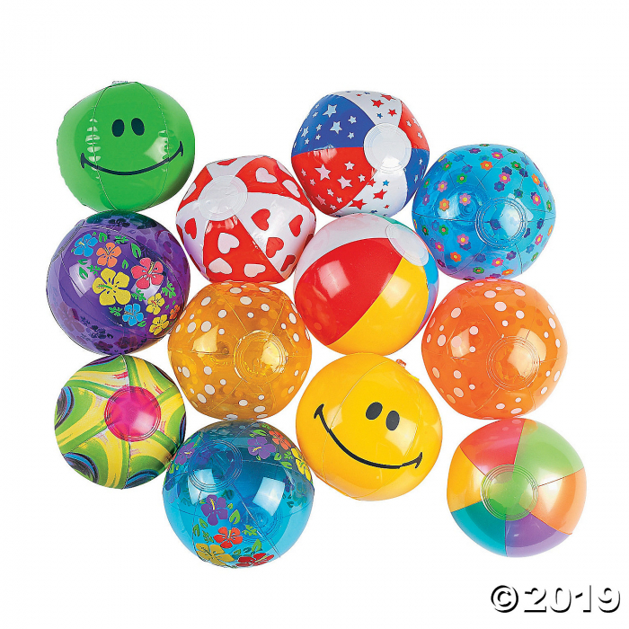 Bulk Inflatable Mini Beach Ball Assortment - 50 pcs.