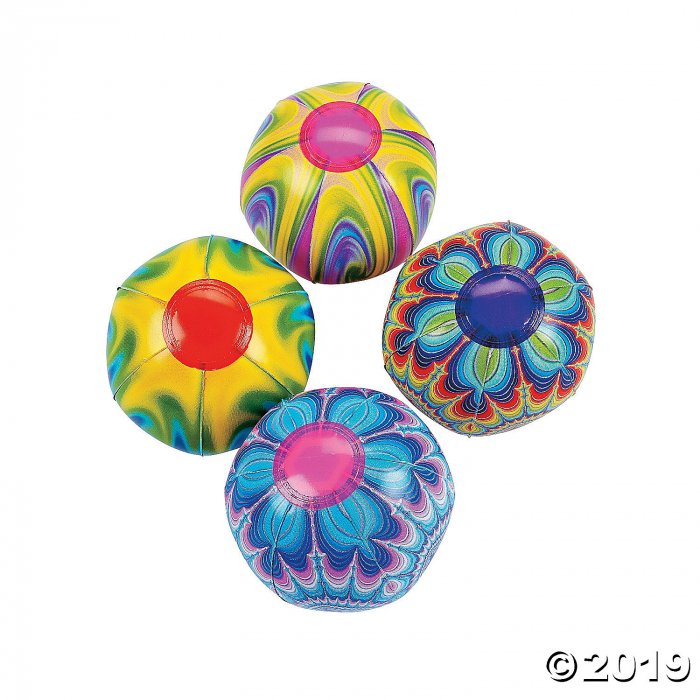 Inflatable 5" Tie-Dyed Mini Beach Balls (Per Dozen)