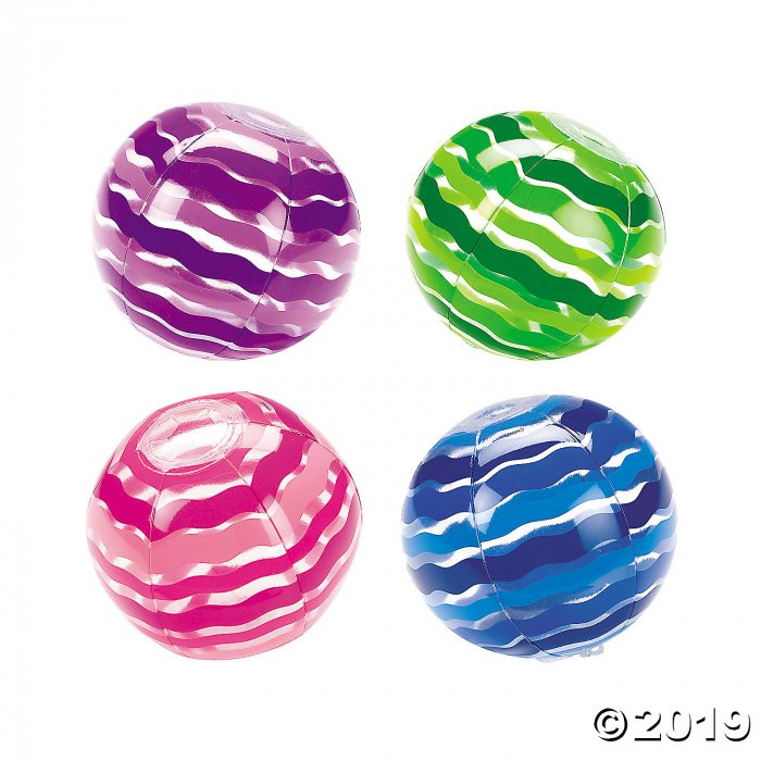 Inflatable 9" Striped Medium Beach Balls (Per Dozen)
