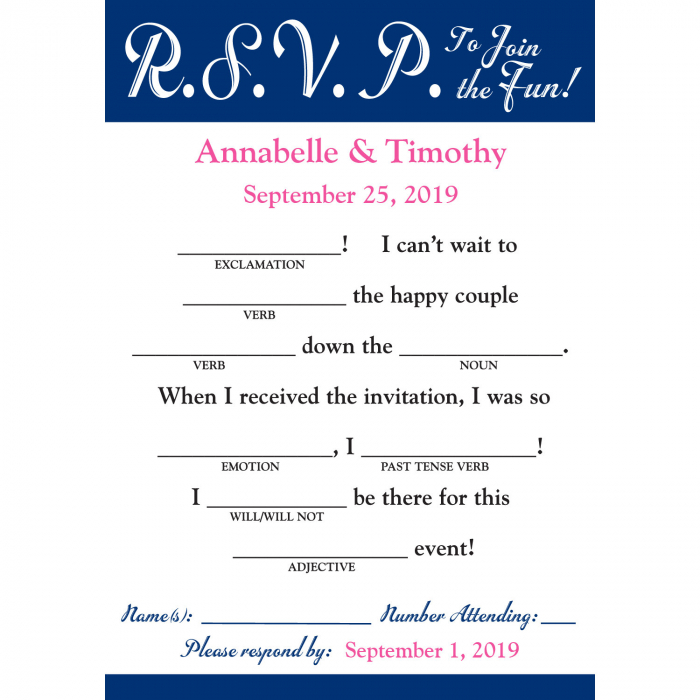 Personalized Word Fun Wedding RSVP Postcards (25 Piece(s))