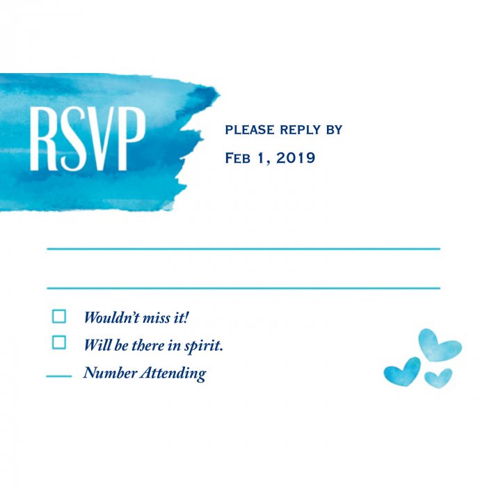 Personalized Blue Watercolor RSVP Cards (25 Piece(s))