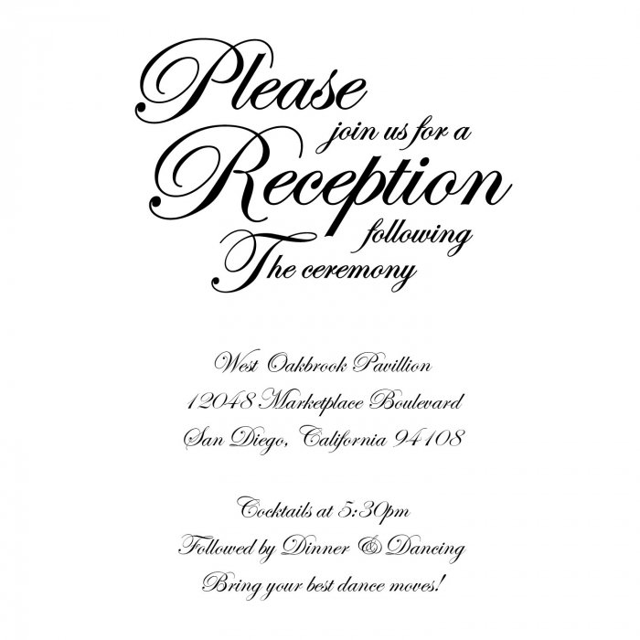 Personalized Traditional Script Wedding Reception Cards (25 Piece(s))