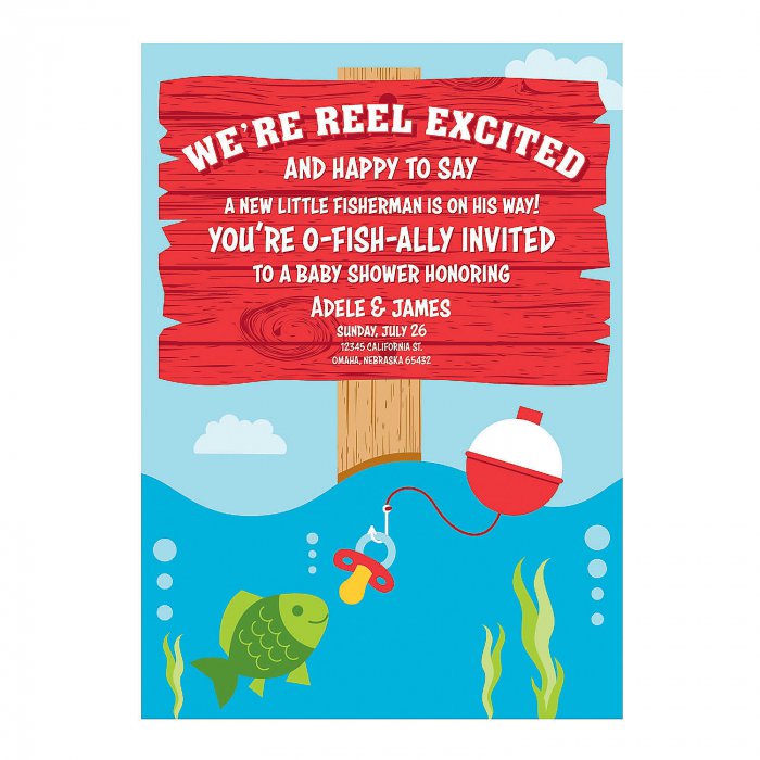 Personalized Little Fisherman Baby Shower Invitations (10 Piece(s