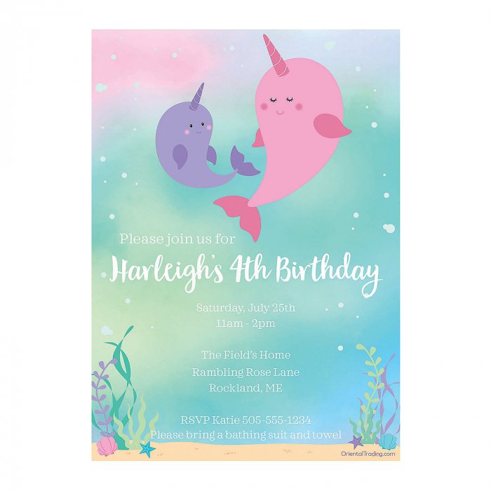 Personalized Narwhal Party Invitations (10 Piece(s))