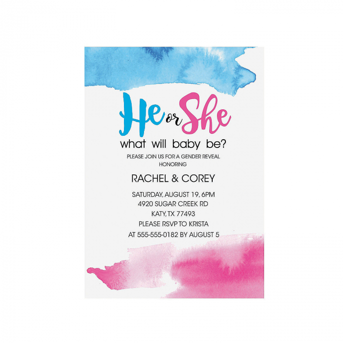 Personalized He or She Gender Reveal Invitations (25 Piece(s))