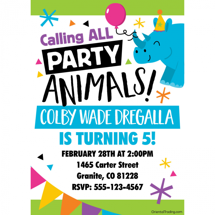 Personalized Party Animal Birthday Party Invitations (10 Piece(s))