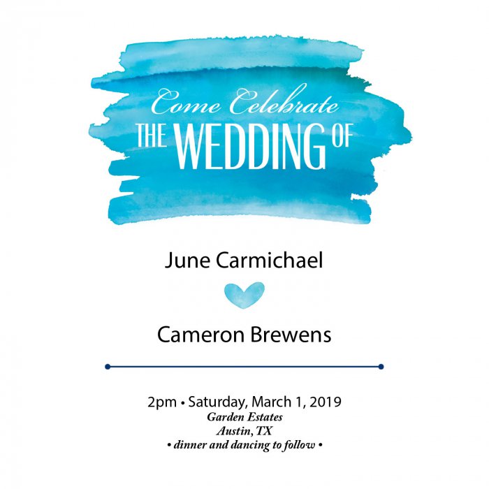 Personalized Blue Watercolor Wedding Invitations (25 Piece(s))