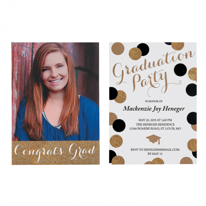 Personalized Black & Gold Graduation Party Invitations (25 Piece(s))