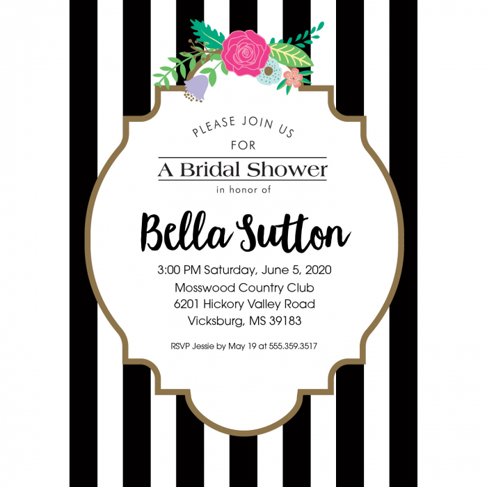 Personalized Black & White Bridal Shower Invitations (10 Piece(s))