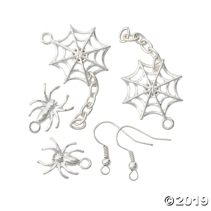 Silvertone Spider & Spider Web Earring Kit (6 Pair)