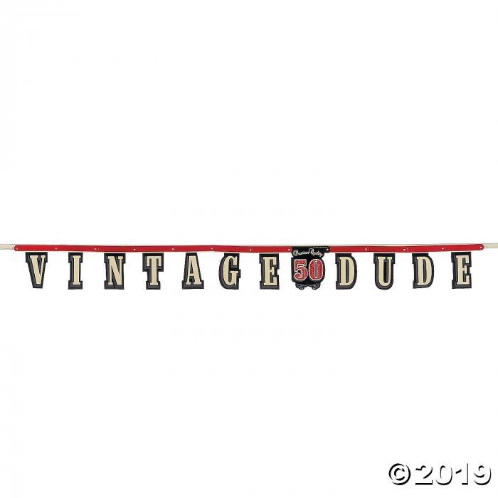 50th Birthday Vintage Dude Cardboard Jointed Banner (1 Piece(s))