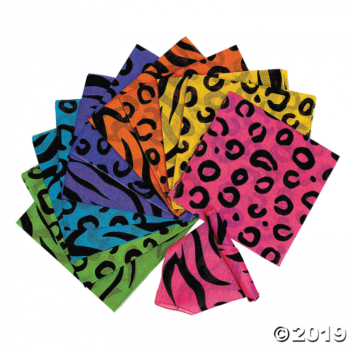 Neon Animal Print Bandanas (Per Dozen)