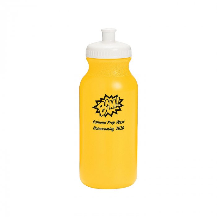Opaque Yellow Superhero Personalized Plastic Water Bottles (50 Piece(s))