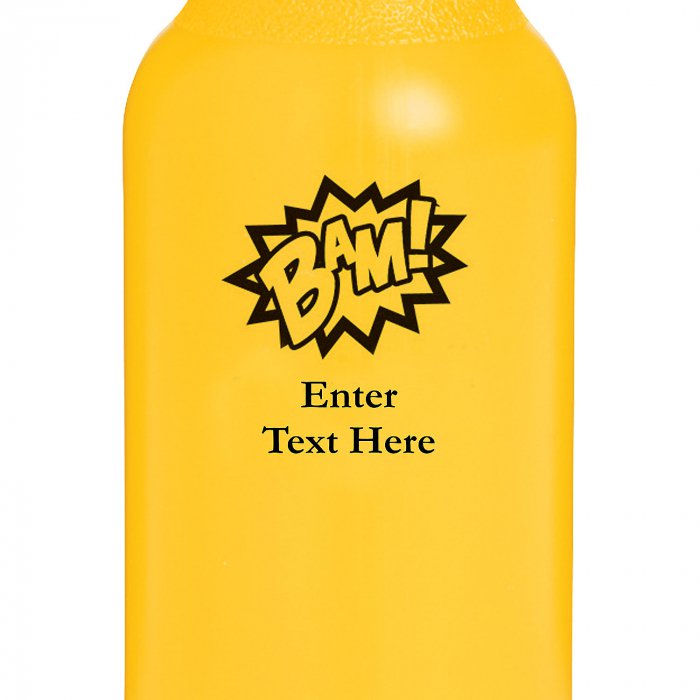 Opaque Yellow Superhero Personalized Plastic Water Bottles (50 Piece(s))